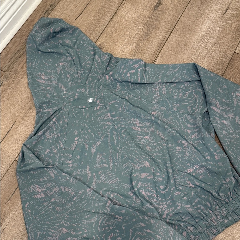 Teal Hooded Jacket With Pattern - image 8